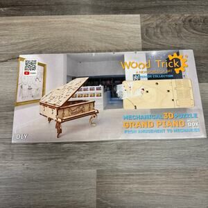 Wood Trick Grand Piano Music Box Mechanical Wooden 3D Puzzle DIY, Sealed